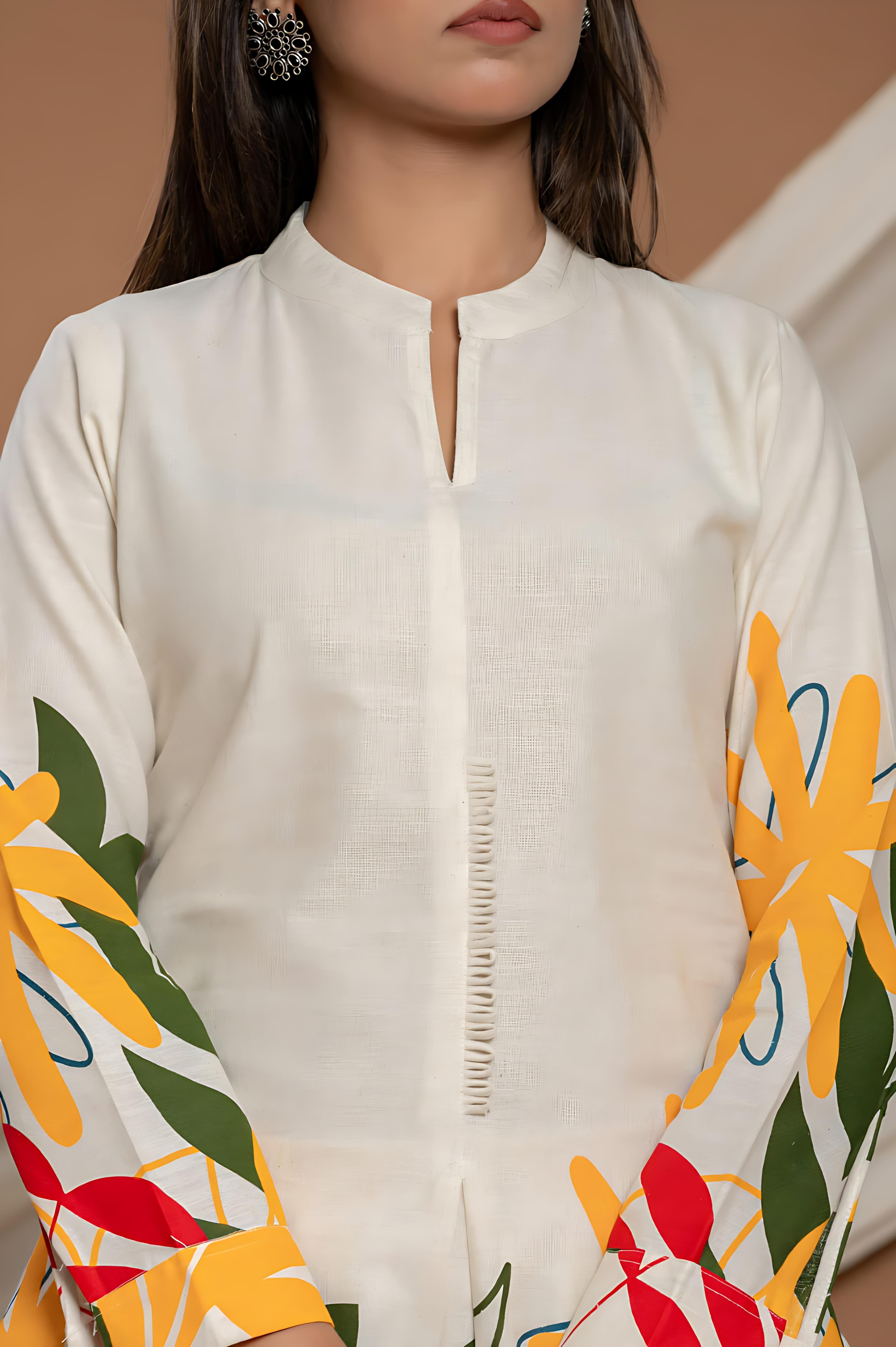 Rangritiya™ Tropical Bloom Cotton Co-Ord Set | Bold Floral Kurti & Pant Set for Women 40