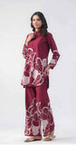 Rangritiya™ Wine Maroon Leaf Print Co-ord Set 38