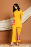 Rangritiya™ Mustard Co-ord Set – Hand-Painted Floral Elegance 42