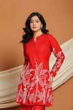 Rangritiya™ Red & White Palm Printed Cotton Co-ord Set Red 38