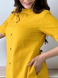 Rangritiya™ Mustard Yellow A-Line Kurti Palazzo Set - Cotton Kurti for Women Female 38
